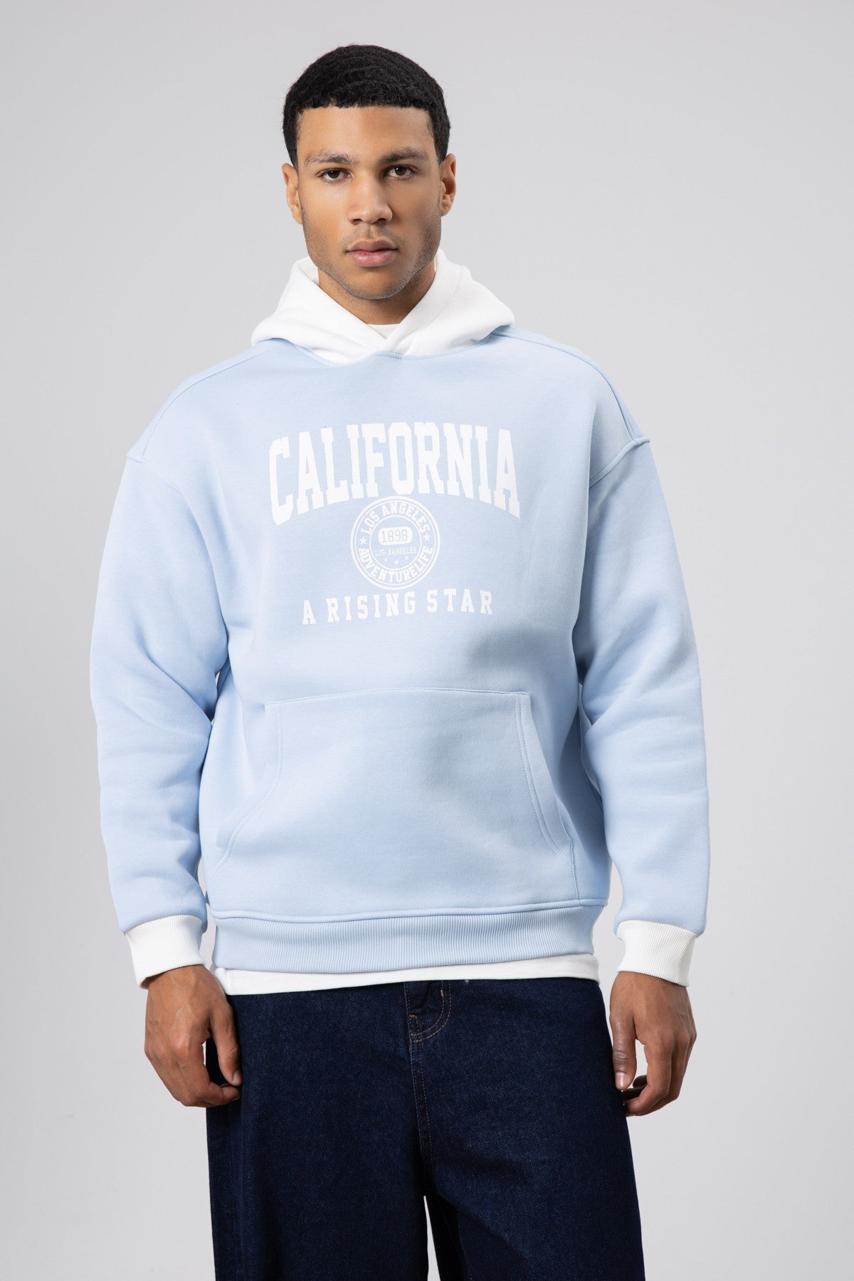 Çift Renk Baskılı Oversize Sweatshirt