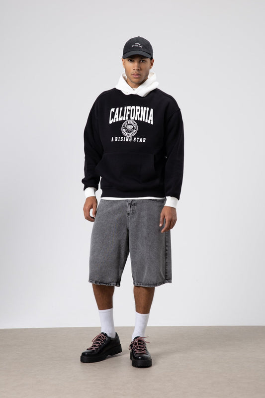 Çift Renk Baskılı Oversize Sweatshirt