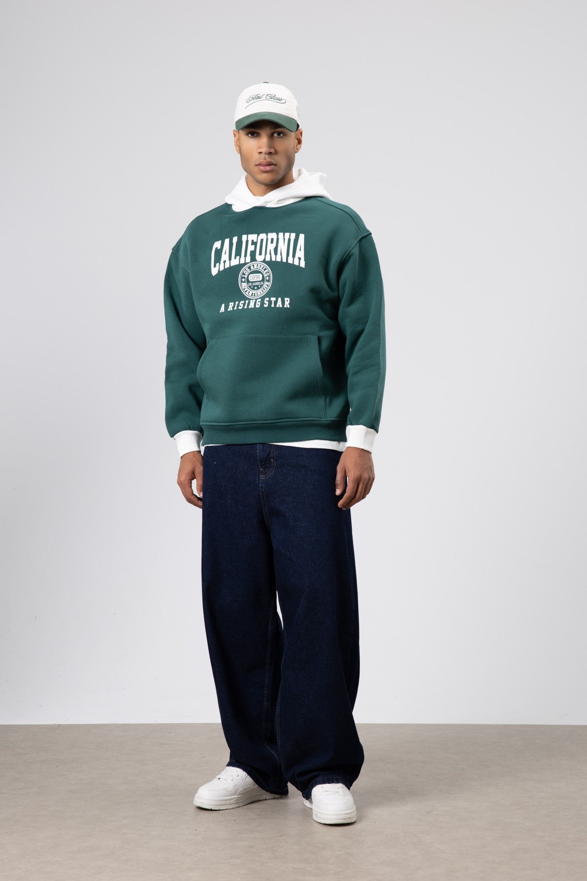 Çift Renk Baskılı Oversize Sweatshirt