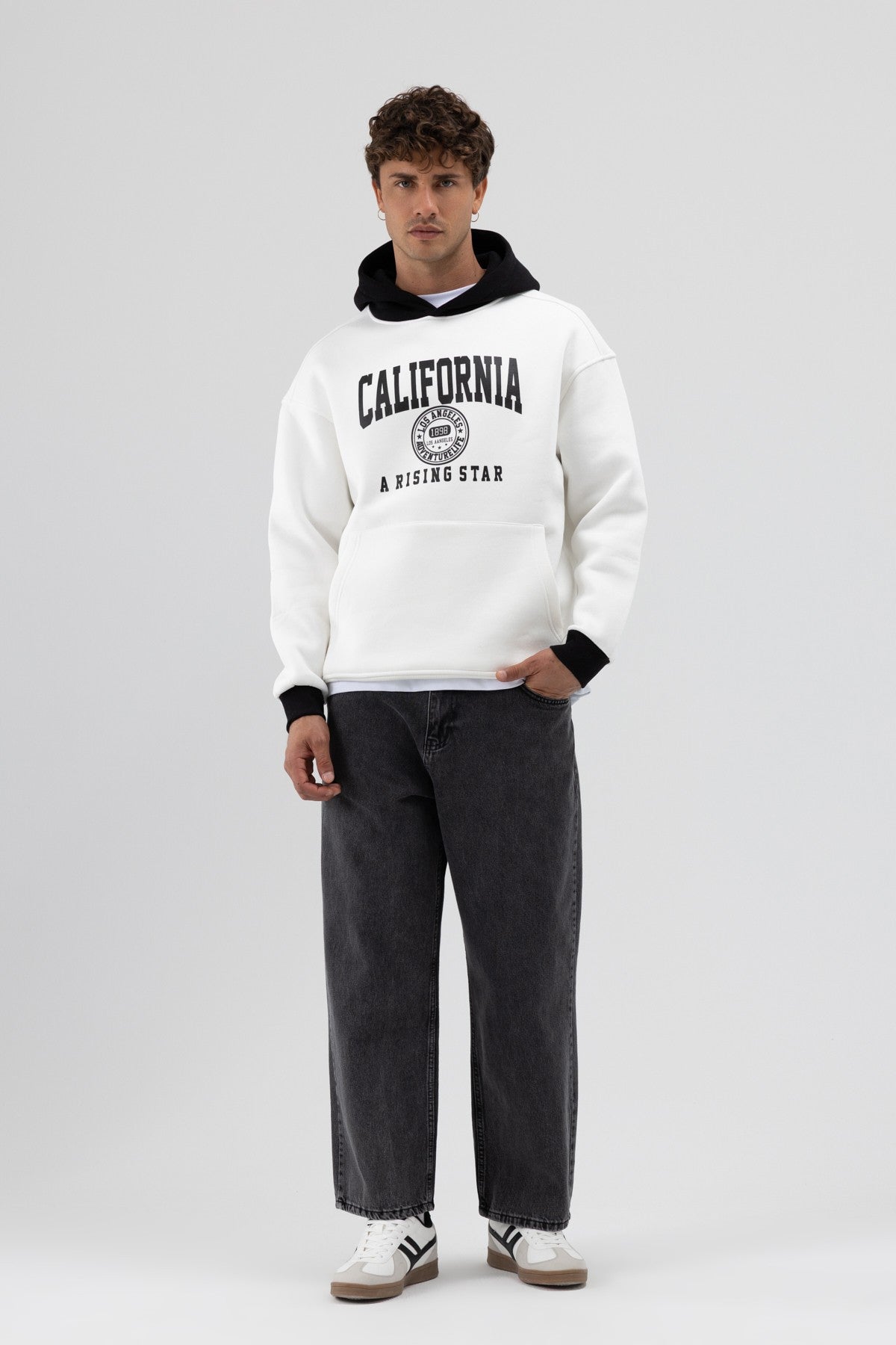 Çift Renk Baskılı Oversize Sweatshirt