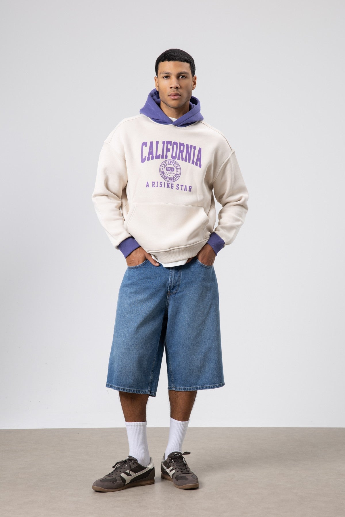 Çift Renk Baskılı Oversize Sweatshirt