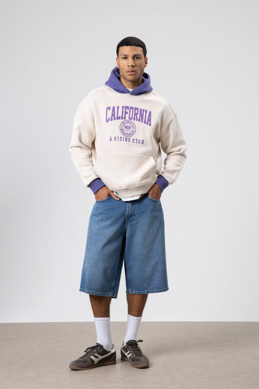 Çift Renk Baskılı Oversize Sweatshirt