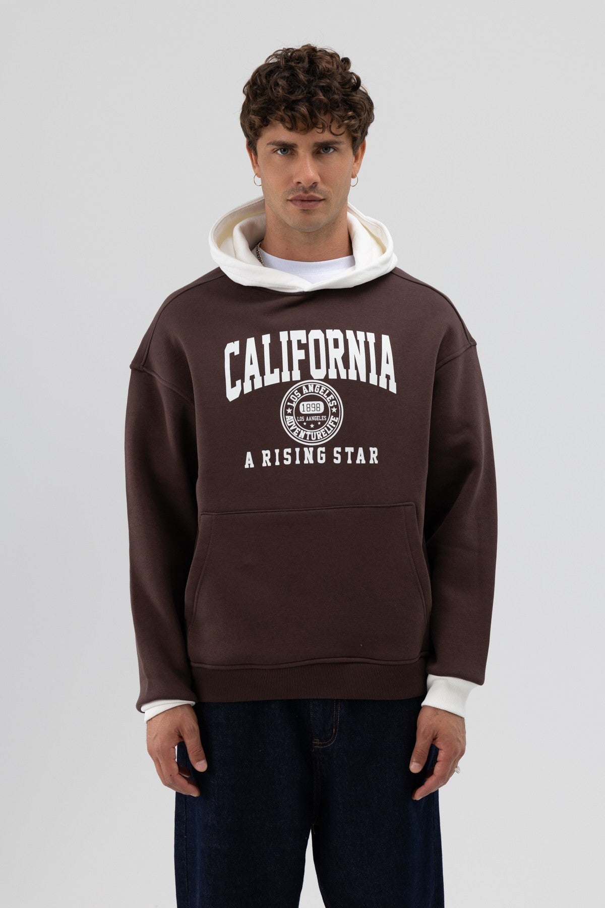 Çift Renk Baskılı Oversize Sweatshirt