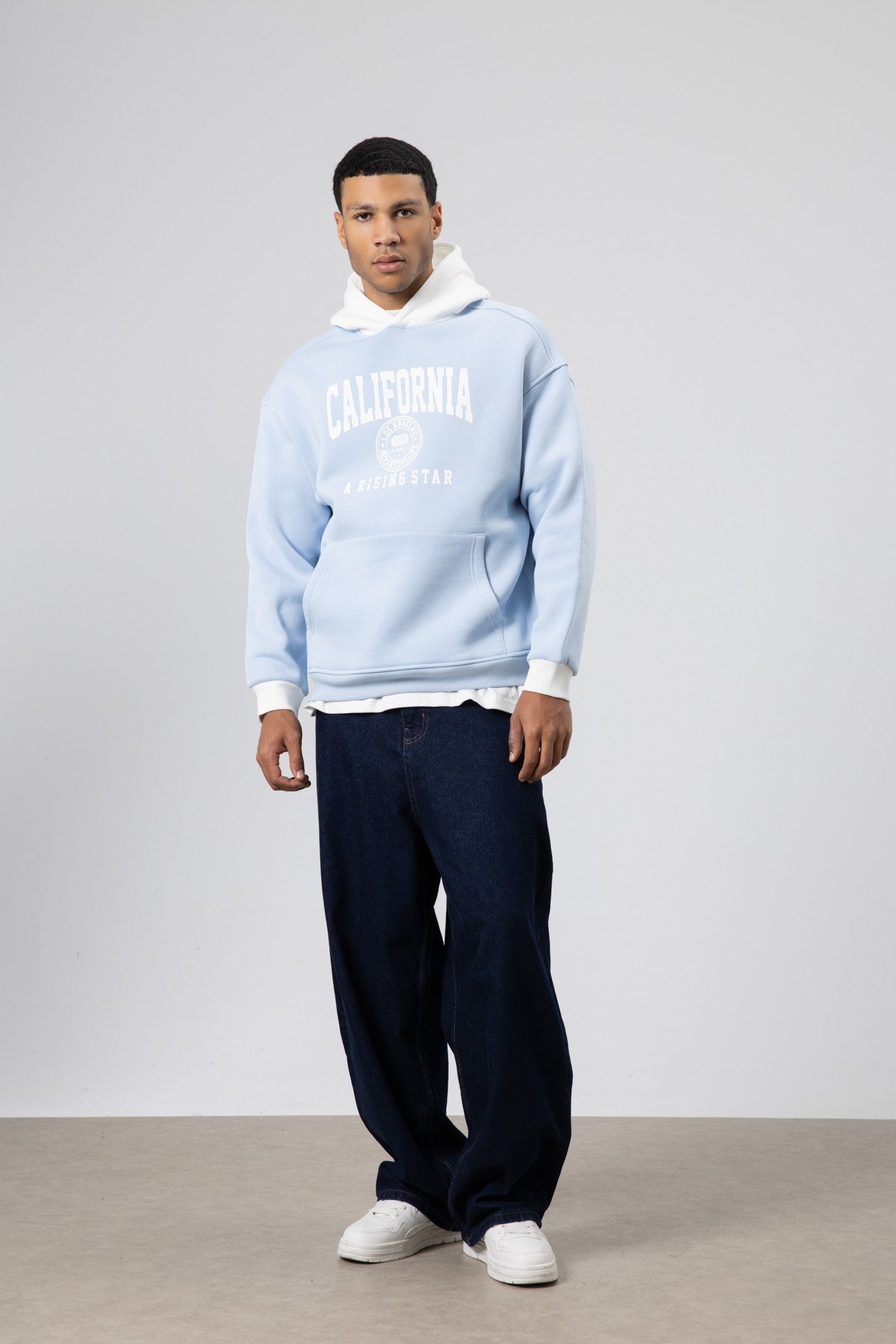 Çift Renk Baskılı Oversize Sweatshirt