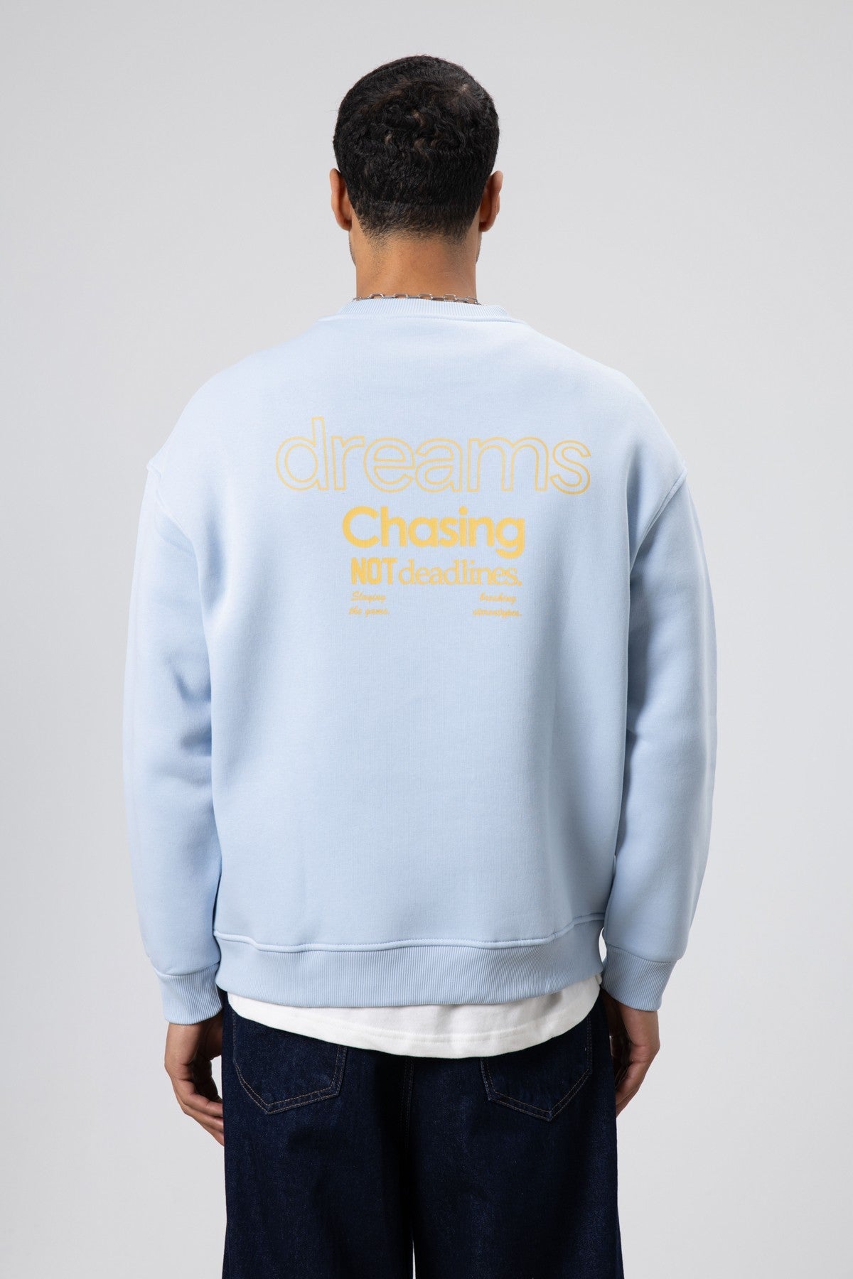 Oversize Bisiklet Yaka Baskılı Sweatshirt