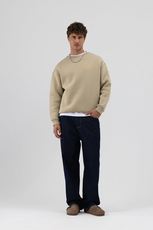 Oversize Bisiklet Yaka Baskılı Sweatshirt