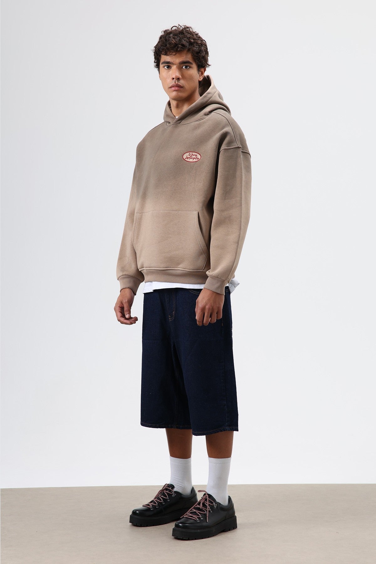 Oversize Baskılı Kapüşonlu Sweatshirt