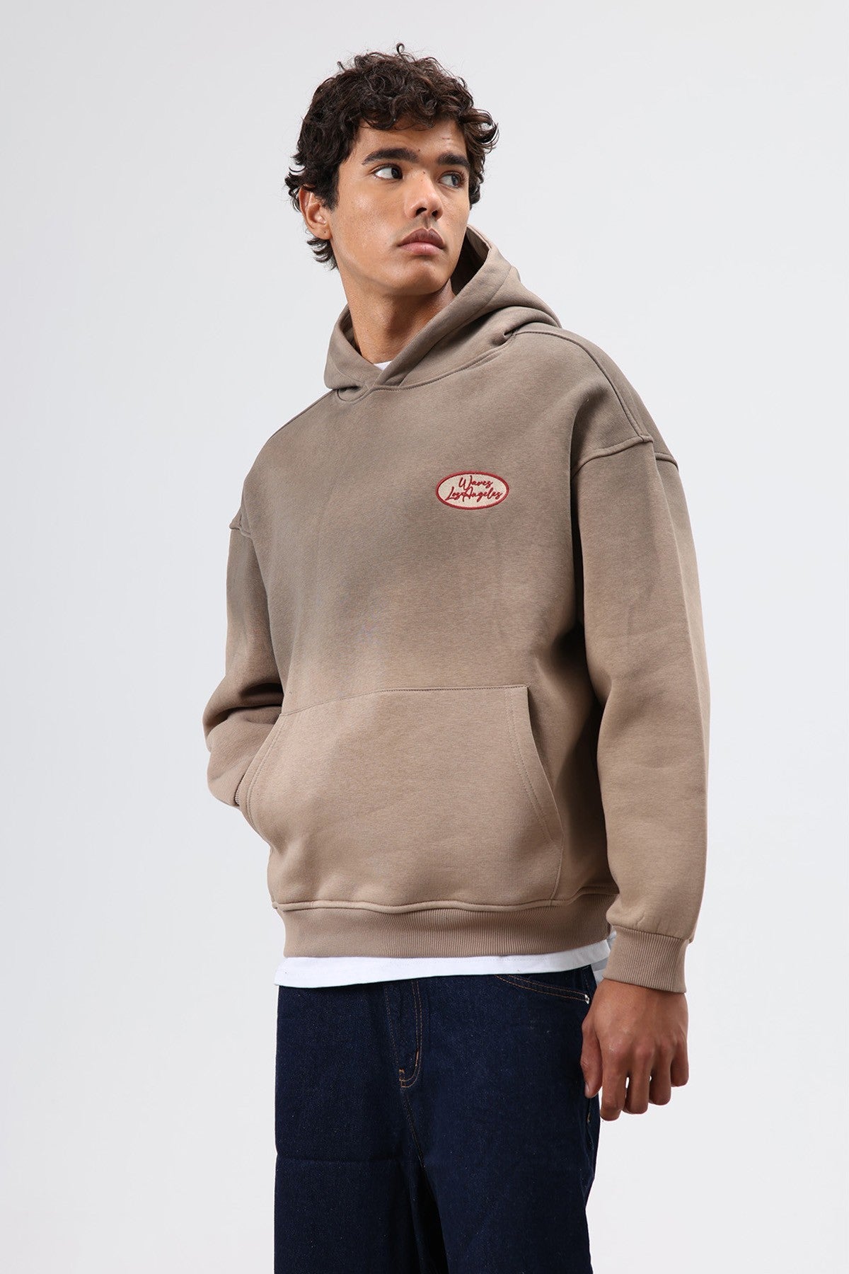 Oversize Baskılı Kapüşonlu Sweatshirt