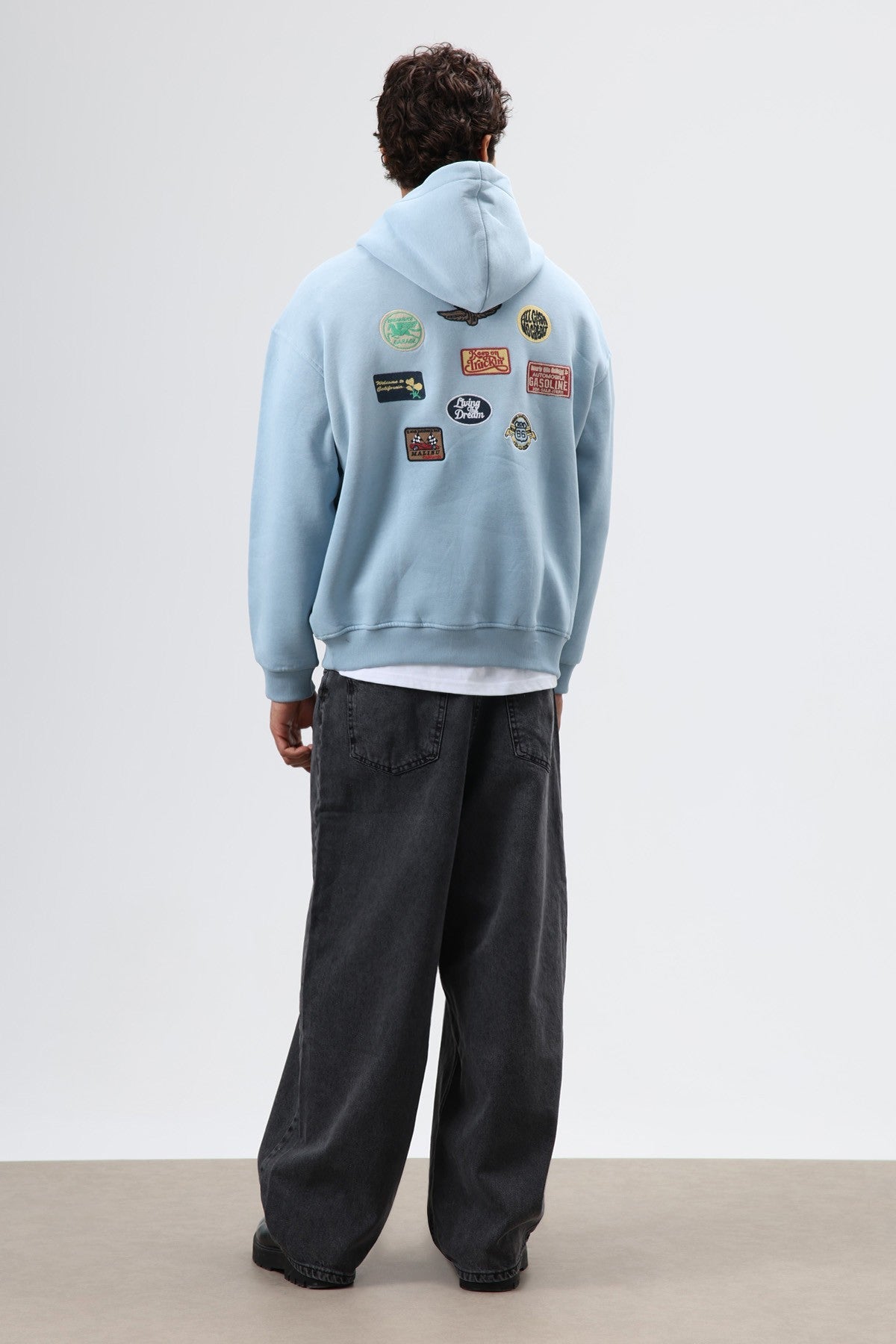 Oversize Baskılı Kapüşonlu Sweatshirt