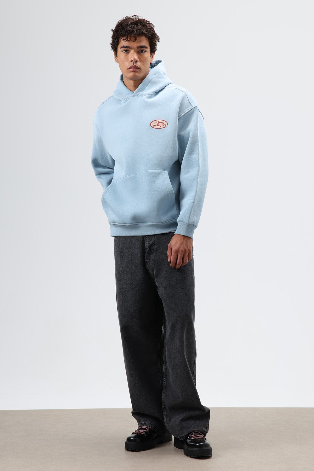 Oversize Baskılı Kapüşonlu Sweatshirt
