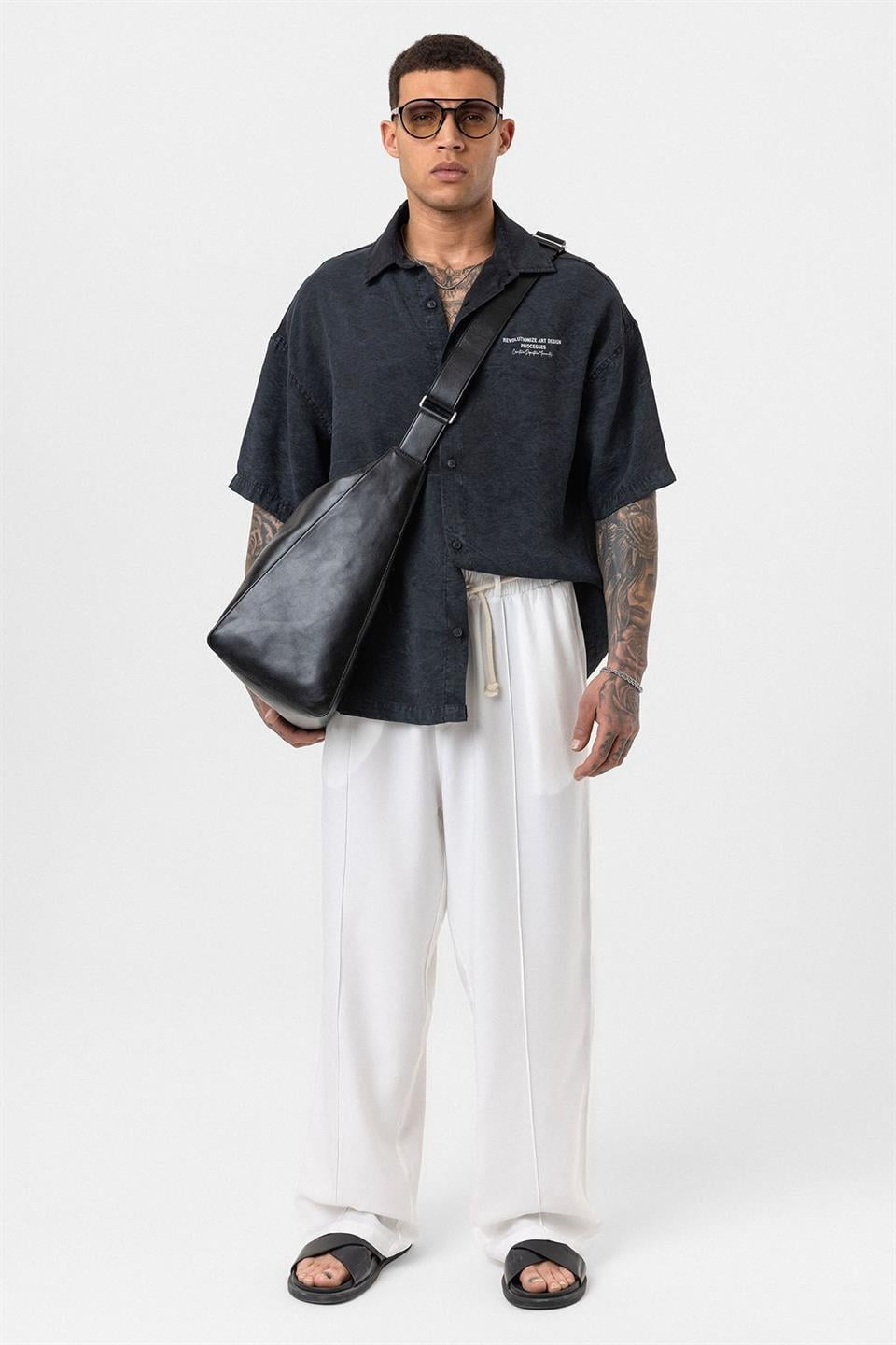 Kemer Detaylı Baggy Lyocell Pantolon
