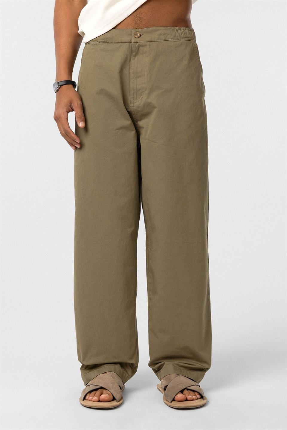 Yıkamalı Gabardin Baggy Pantolon