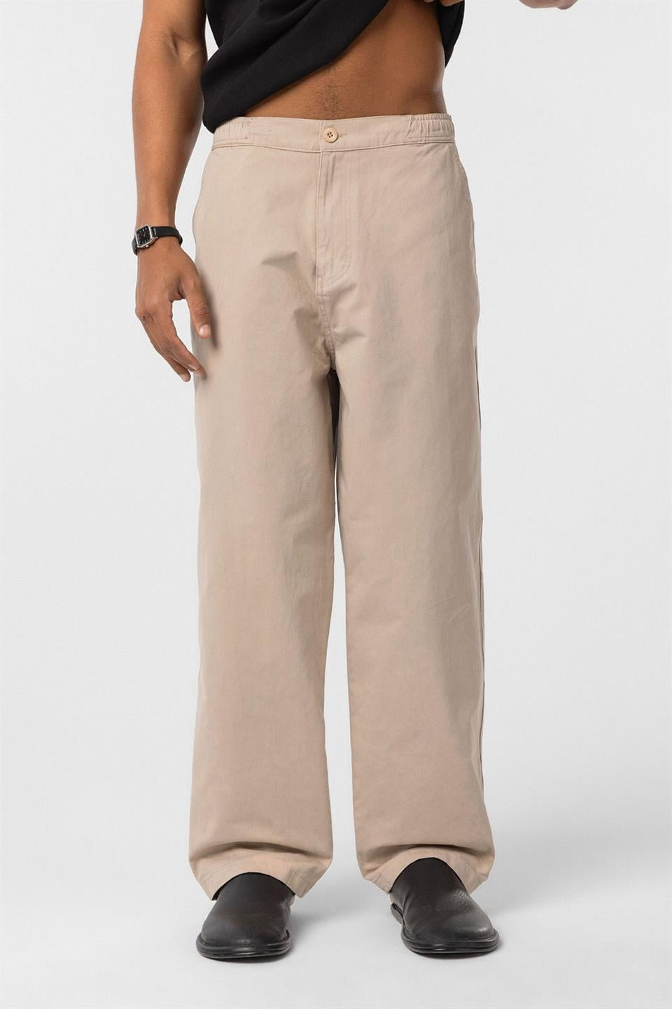 Yıkamalı Gabardin Baggy Pantolon