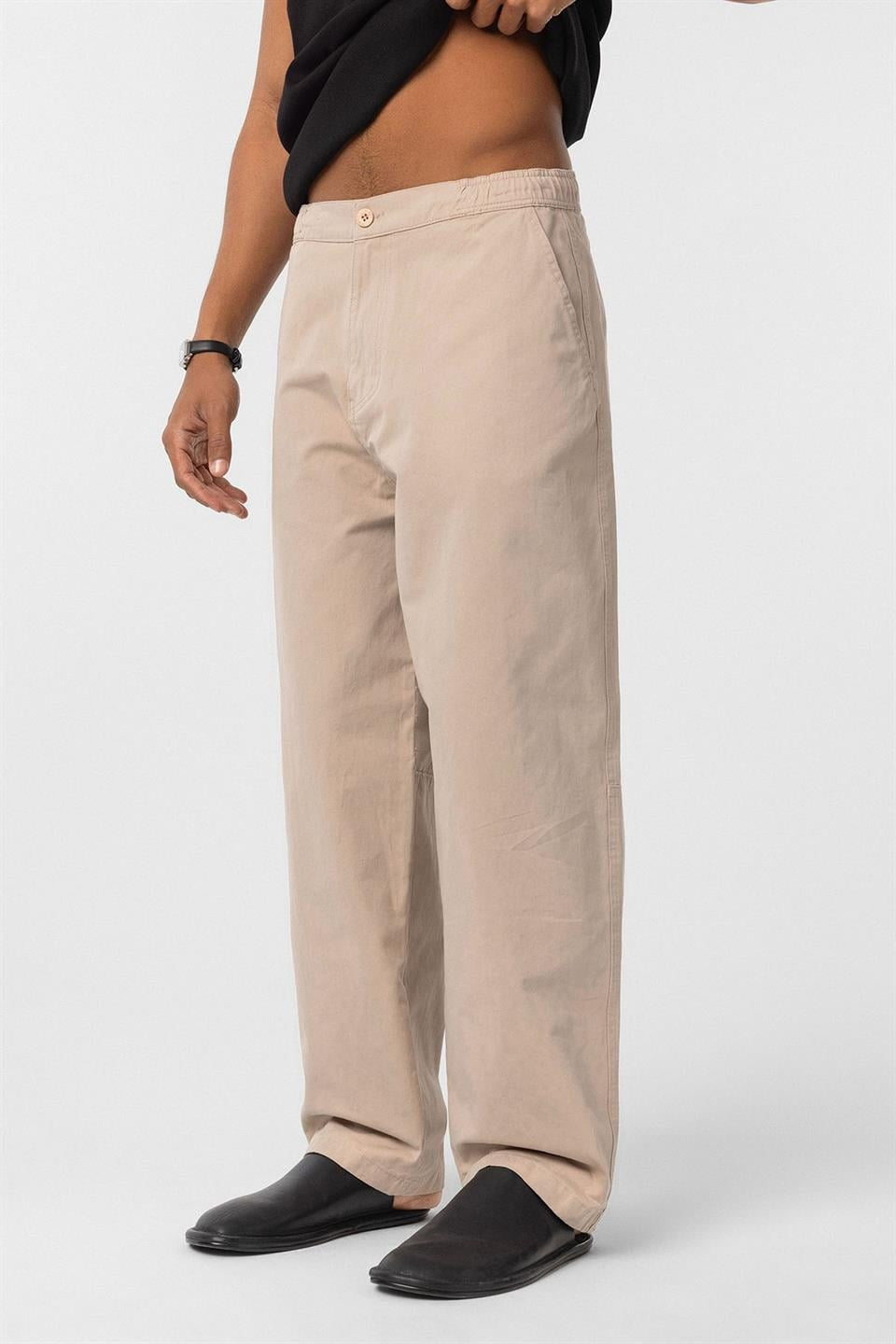 Yıkamalı Gabardin Baggy Pantolon
