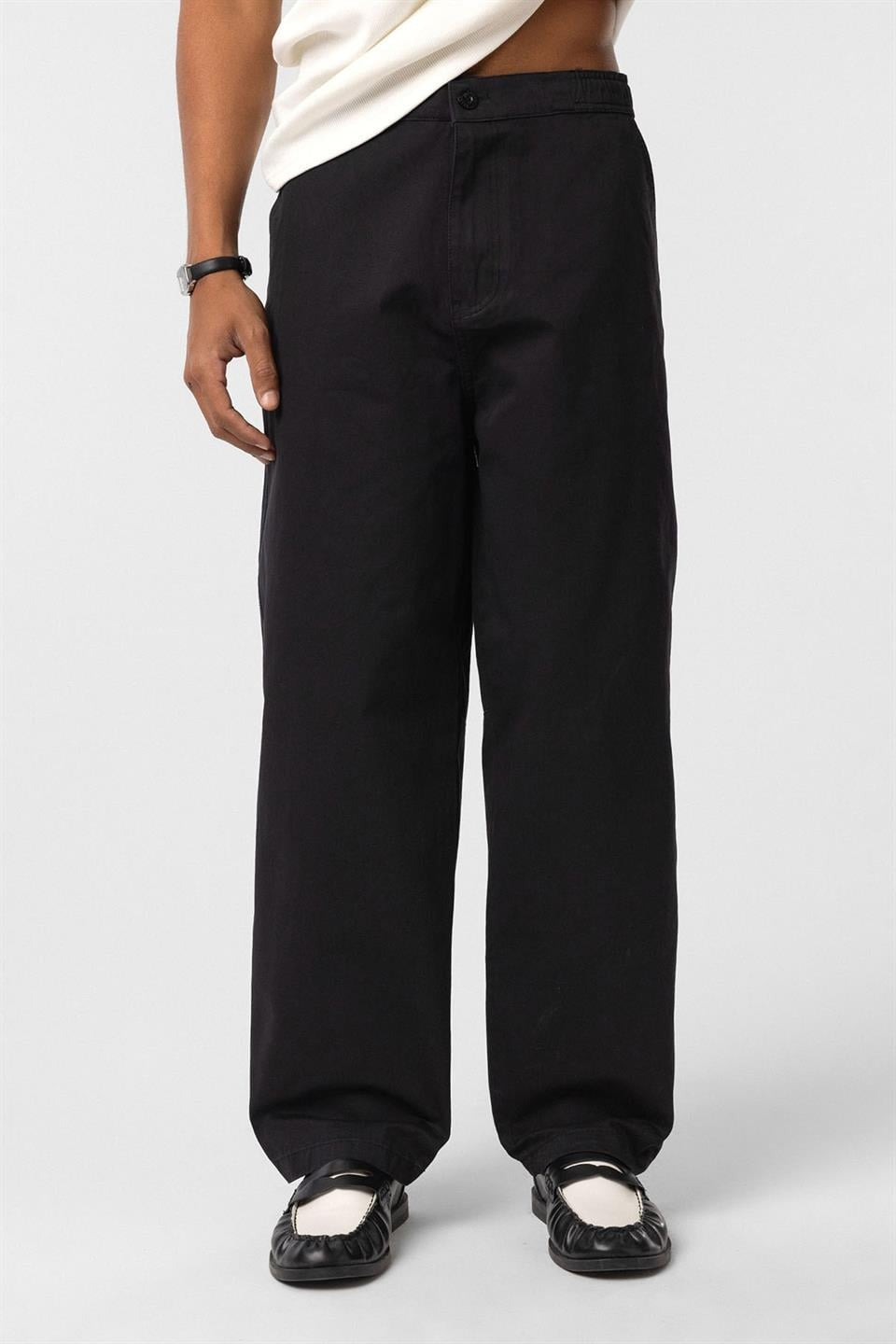 Yıkamalı Gabardin Baggy Pantolon
