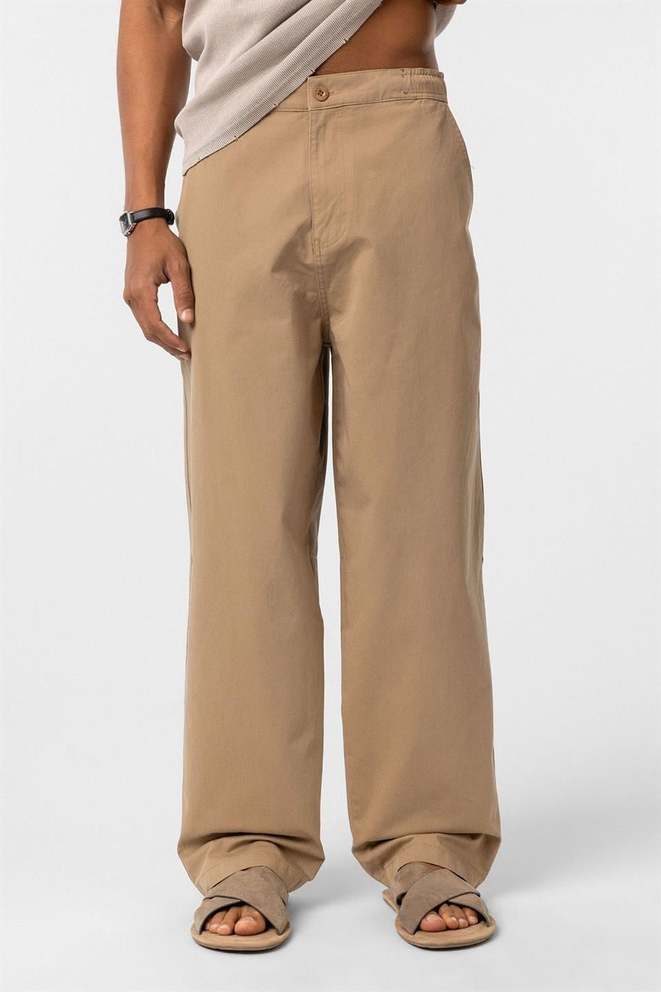 Yıkamalı Gabardin Baggy Pantolon