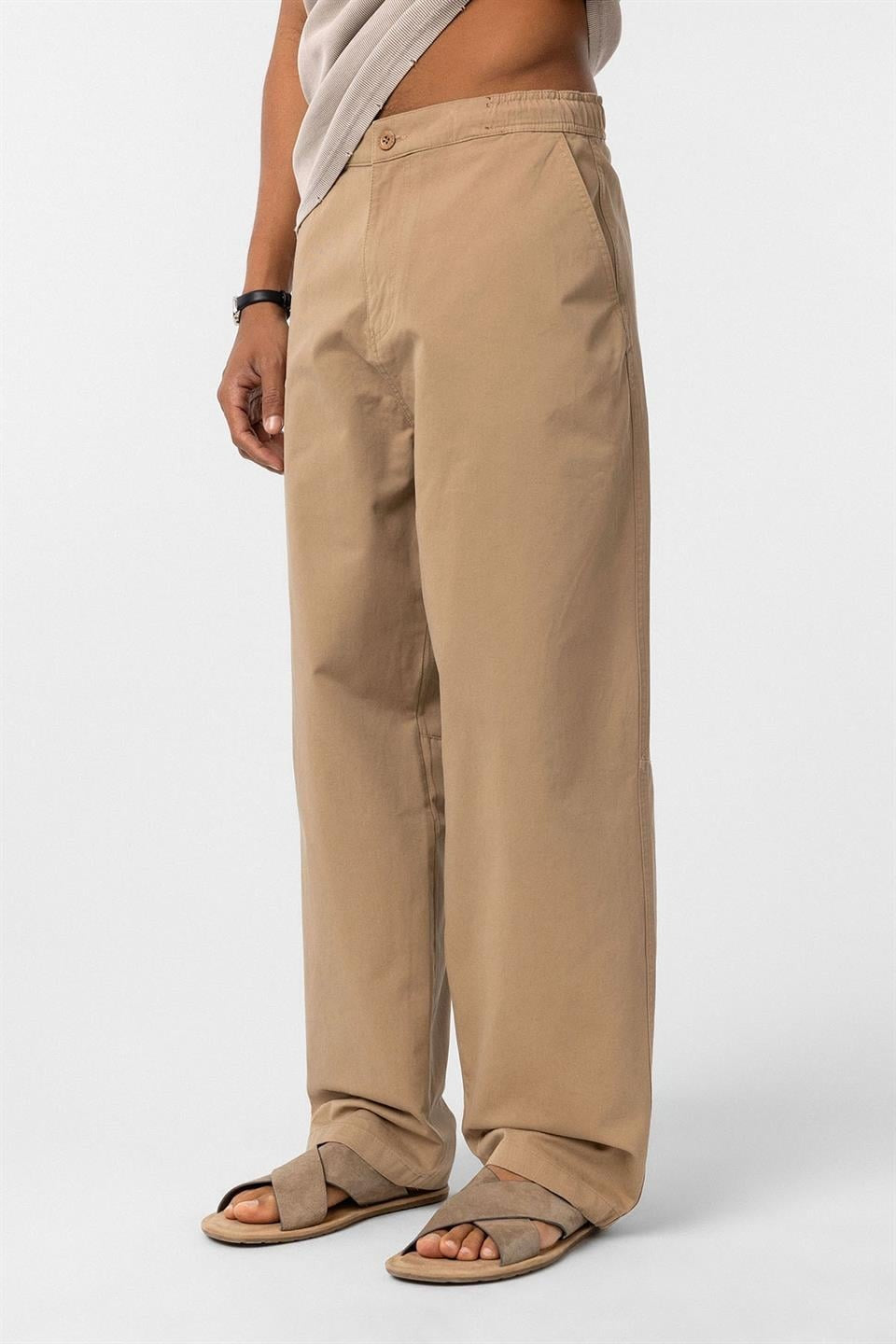 Yıkamalı Gabardin Baggy Pantolon