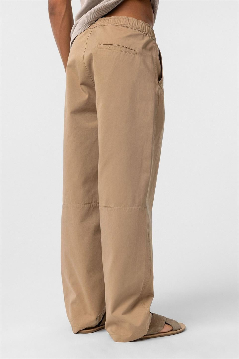 Yıkamalı Gabardin Baggy Pantolon