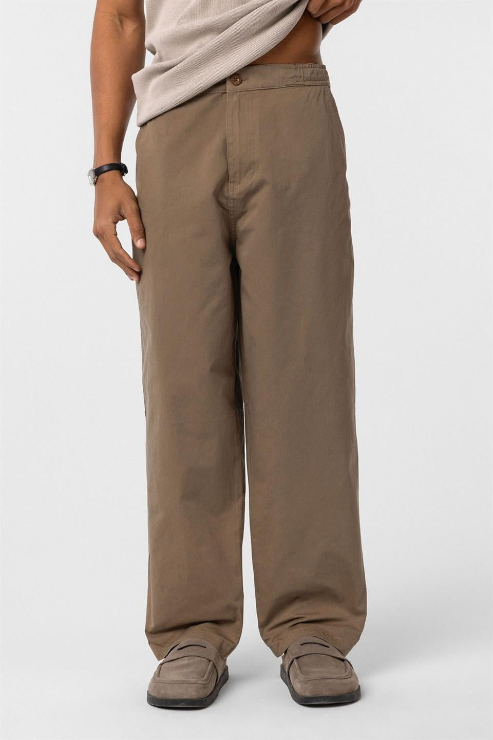 Yıkamalı Gabardin Baggy Pantolon
