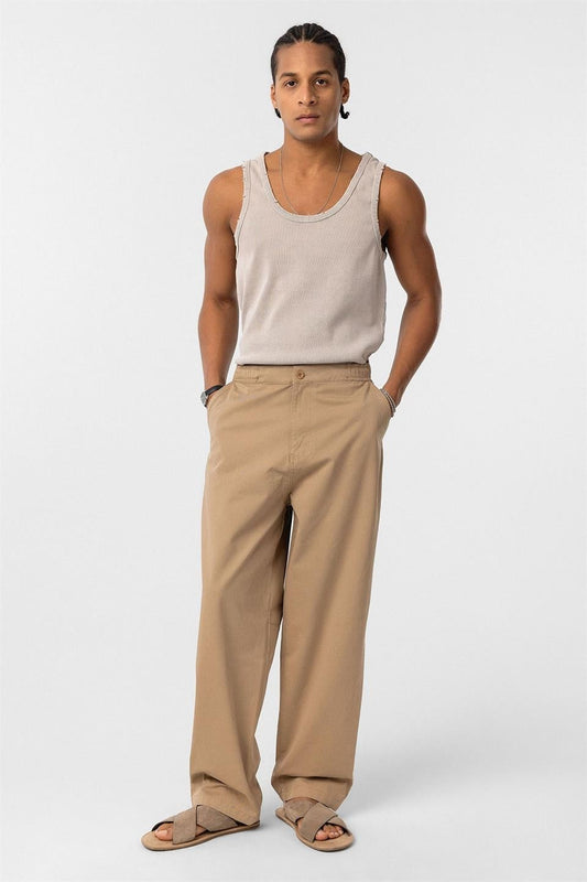 Yıkamalı Gabardin Baggy Pantolon