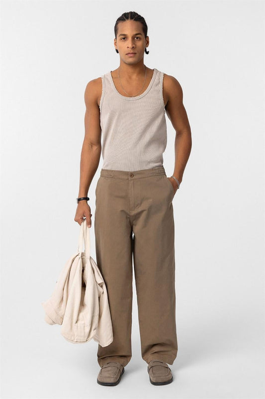 Yıkamalı Gabardin Baggy Pantolon