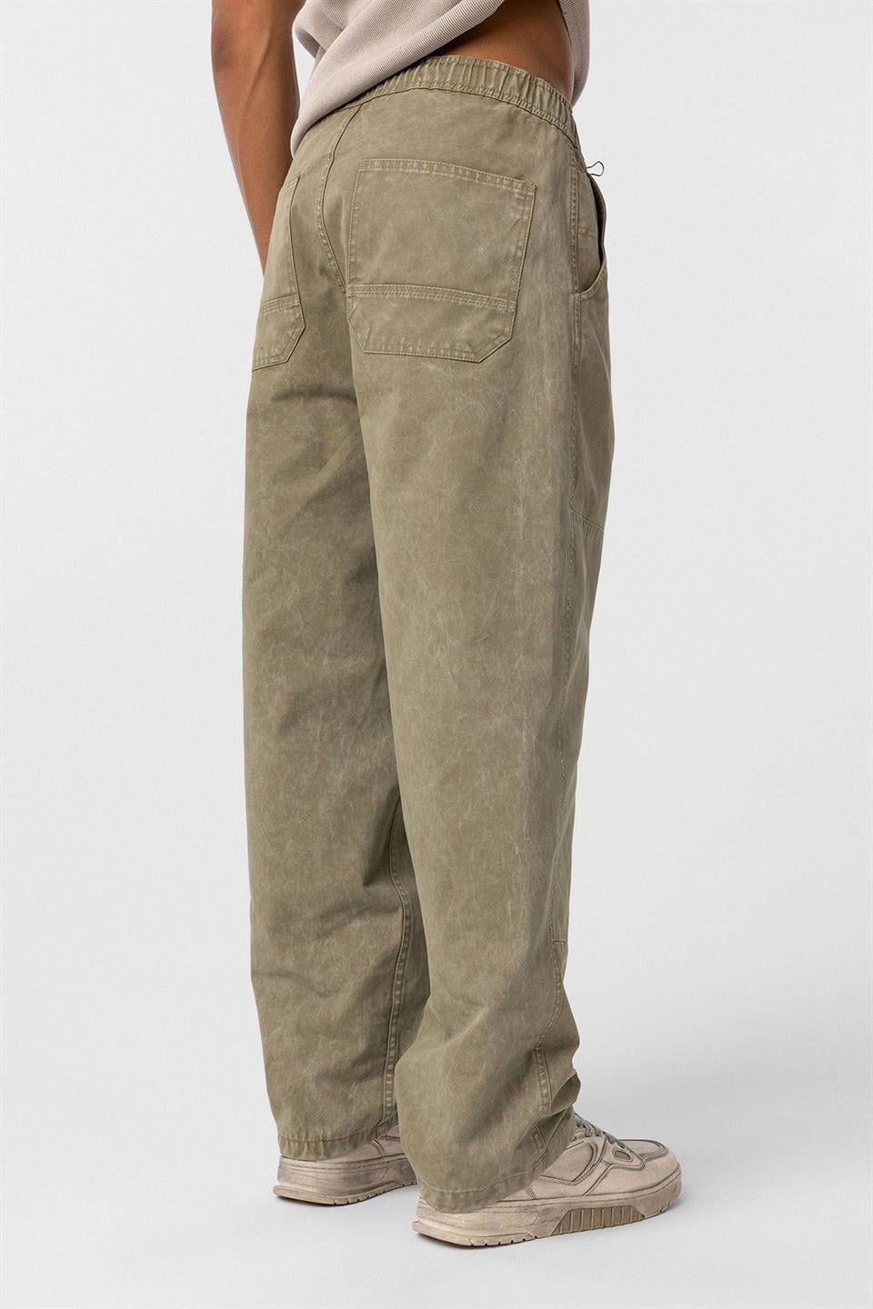 Yıkamalı Baggy Gabardin Pantolon