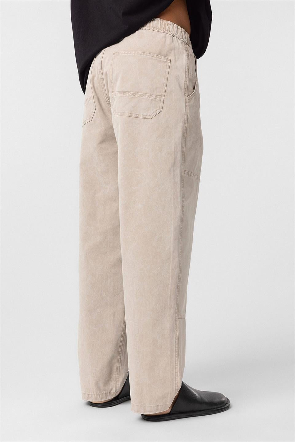 Yıkamalı Baggy Gabardin Pantolon