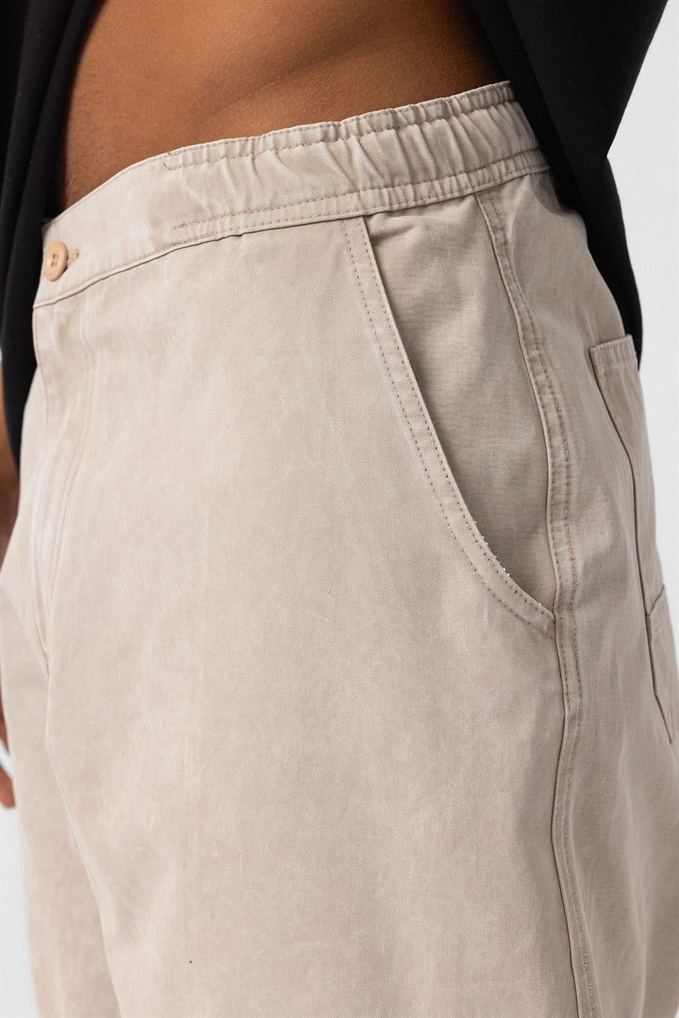 Yıkamalı Baggy Gabardin Pantolon