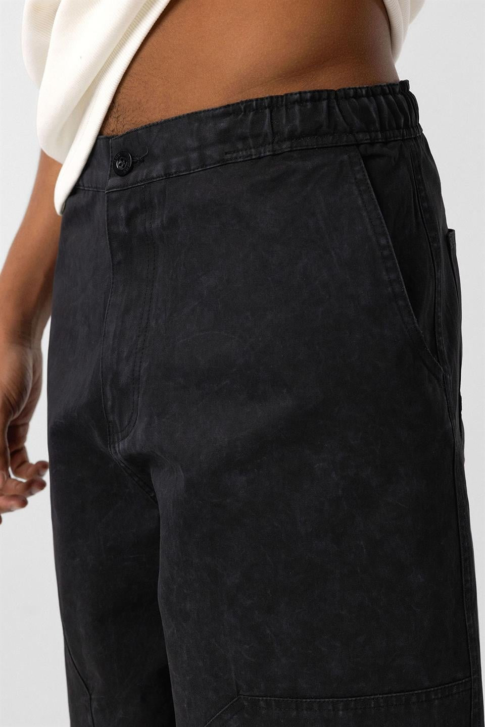 Yıkamalı Baggy Gabardin Pantolon