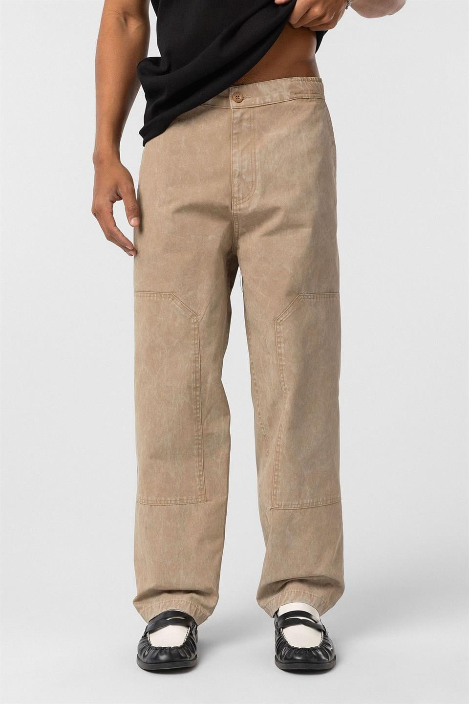 Yıkamalı Baggy Gabardin Pantolon