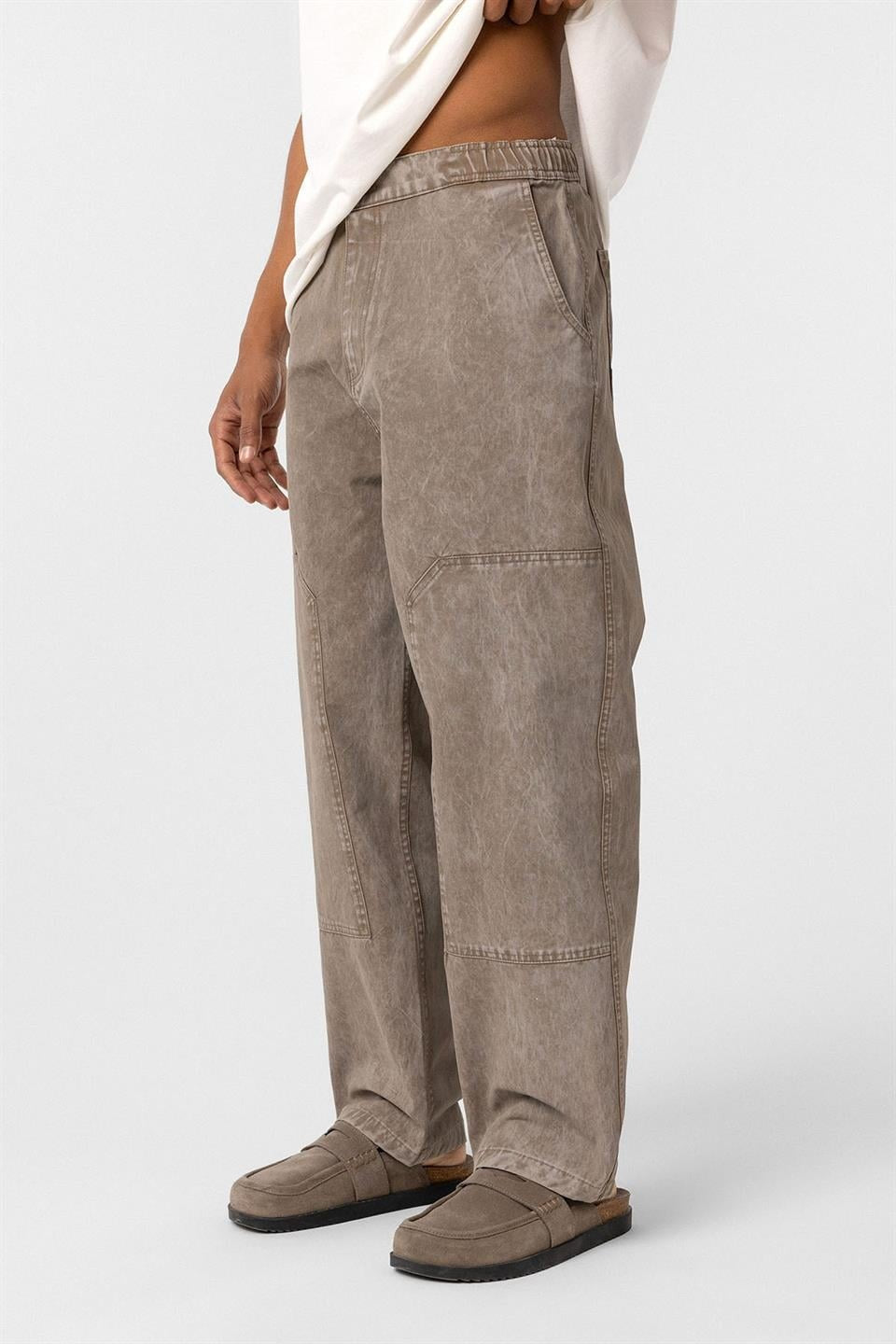 Yıkamalı Baggy Gabardin Pantolon