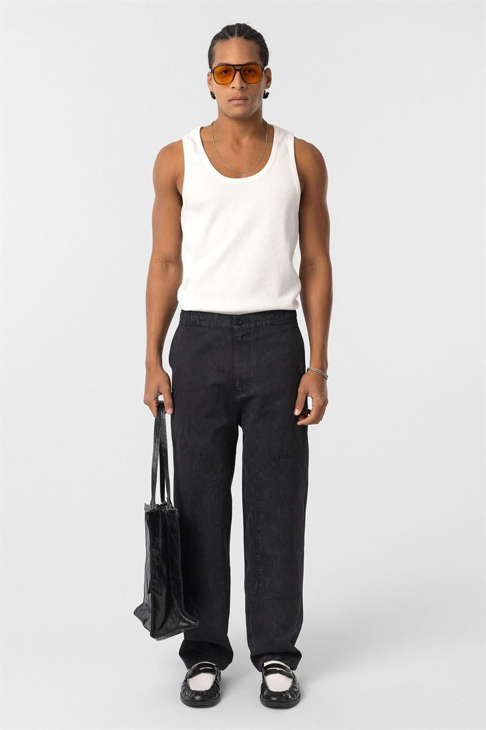 Yıkamalı Baggy Gabardin Pantolon