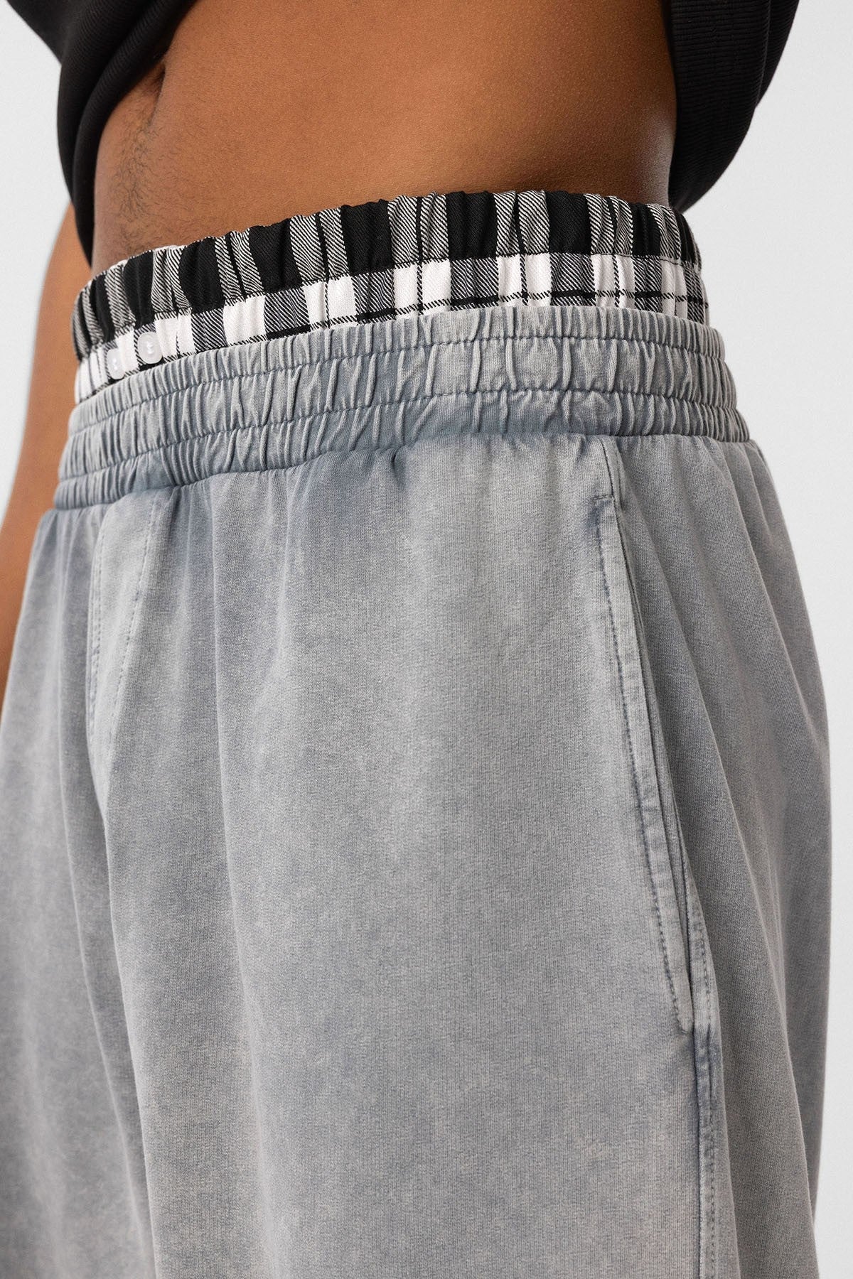 Yıkamalı Bel Detaylı Baggy Eşofman Alt