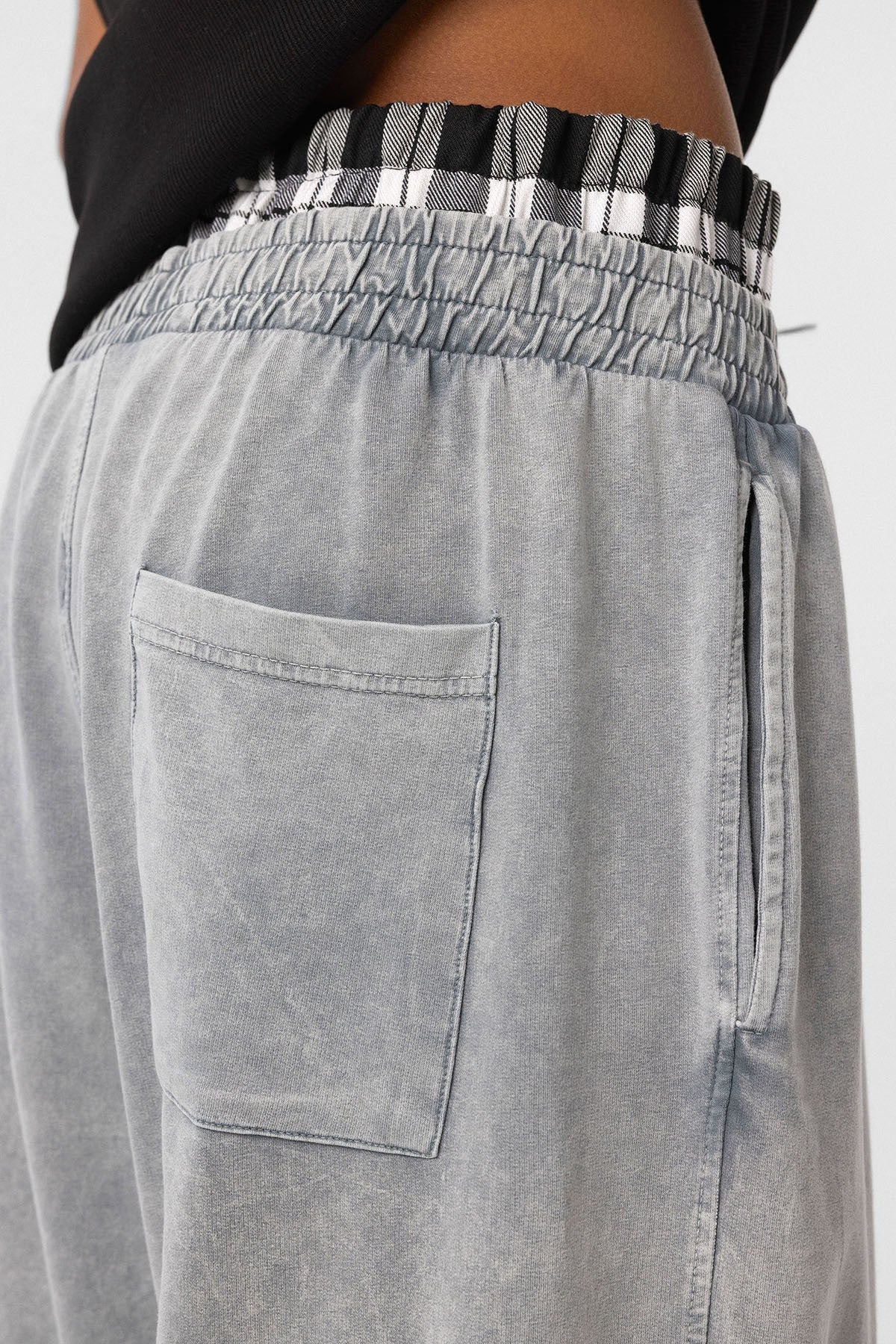 Yıkamalı Bel Detaylı Baggy Eşofman Alt