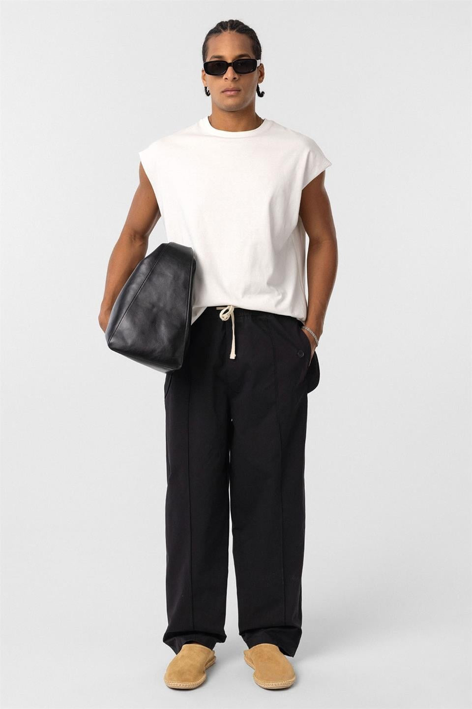 Bağcıklı Baggy Gabardin Pantolon
