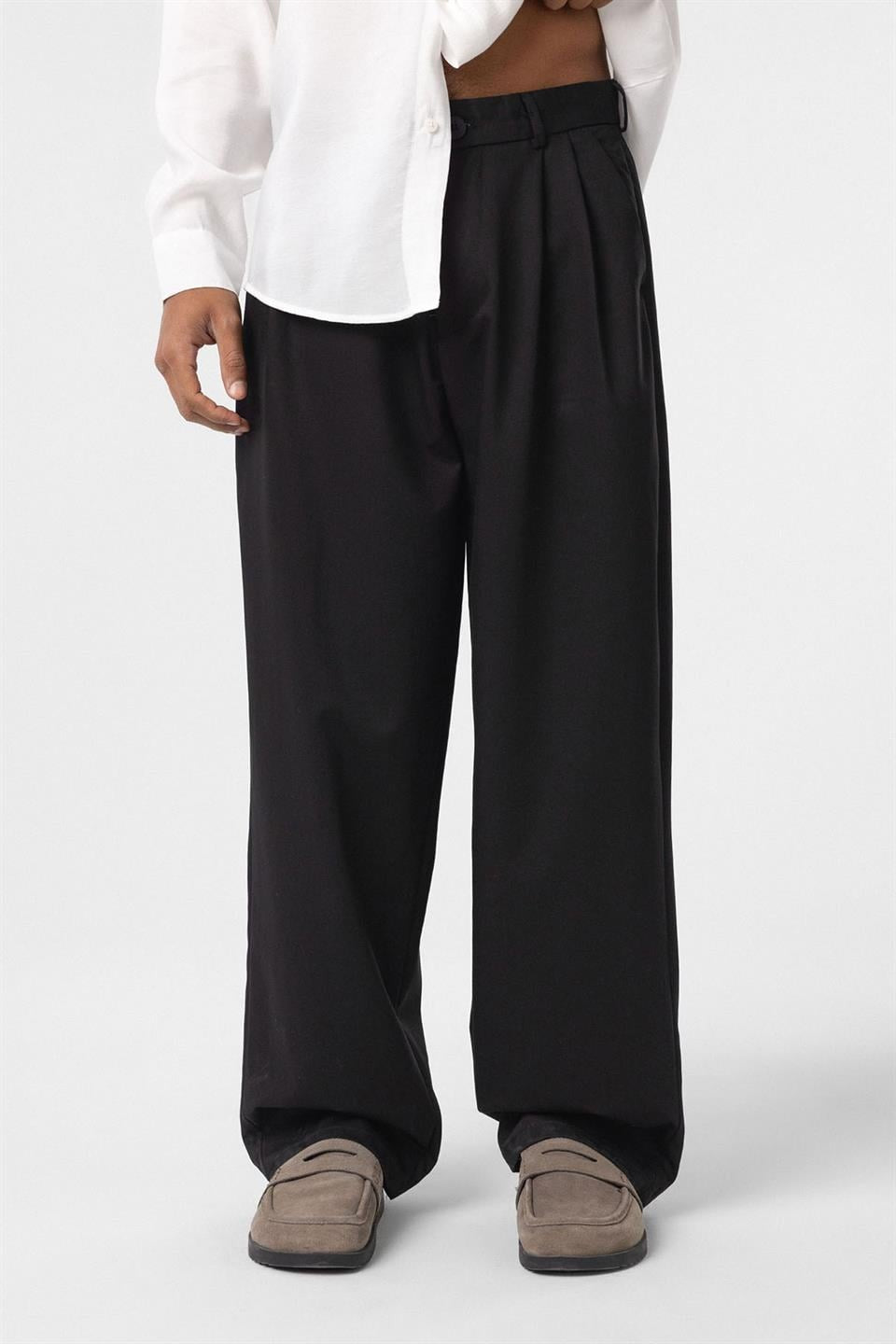 Baggy Fit Pileli Kumaş Pantolon