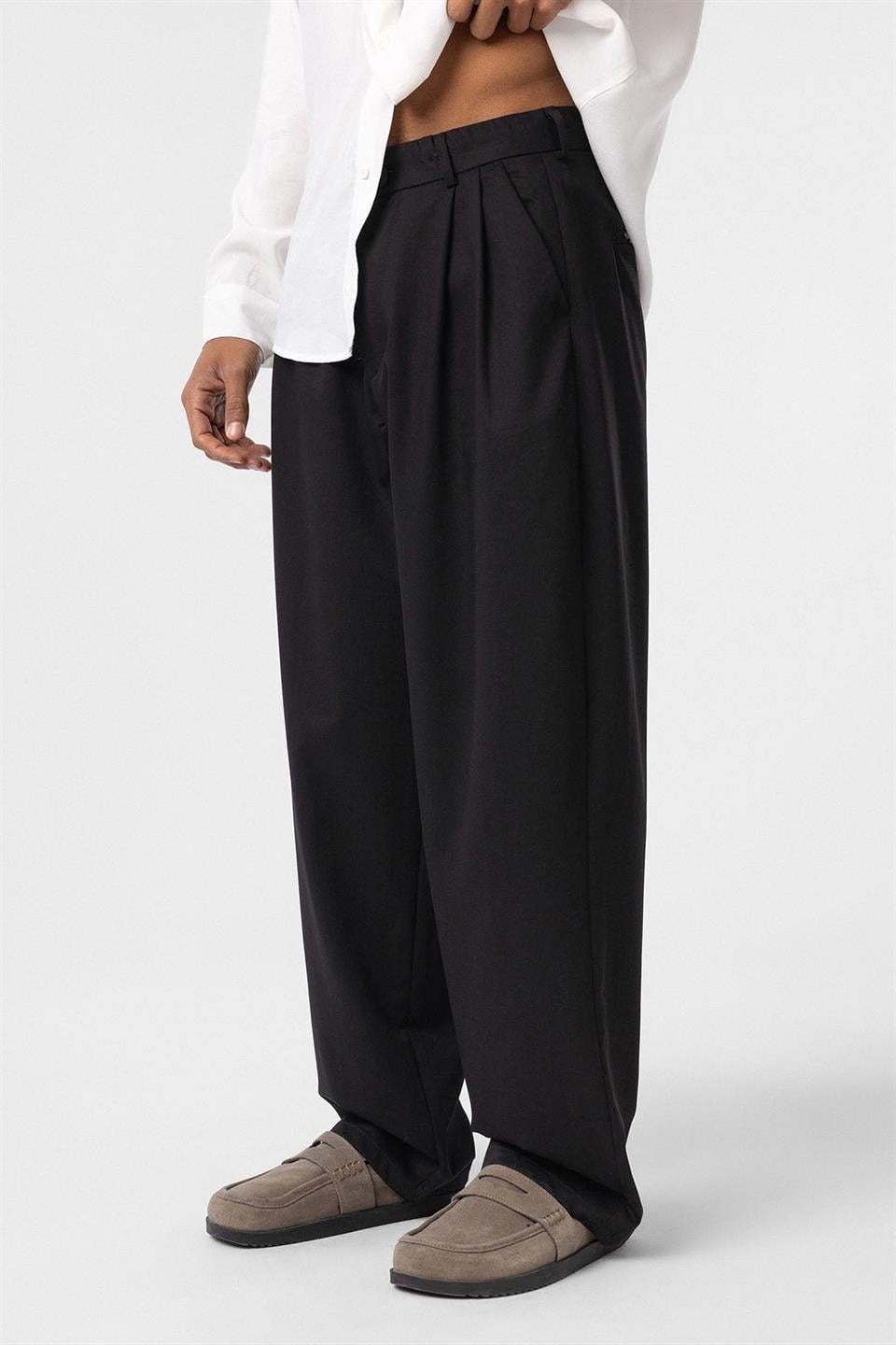 Baggy Fit Pileli Kumaş Pantolon