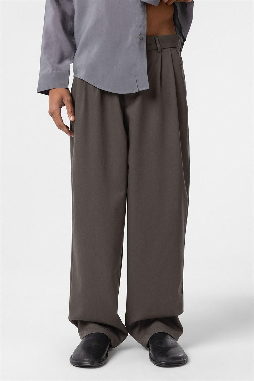Baggy Fit Pileli Kumaş Pantolon