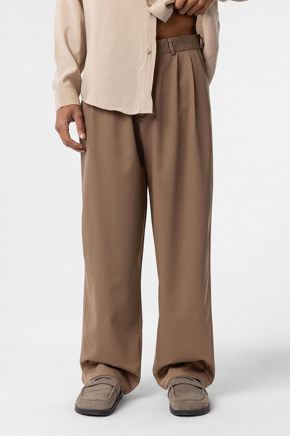 Baggy Fit Pileli Kumaş Pantolon