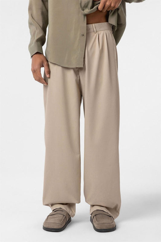 Baggy Fit Pileli Kumaş Pantolon
