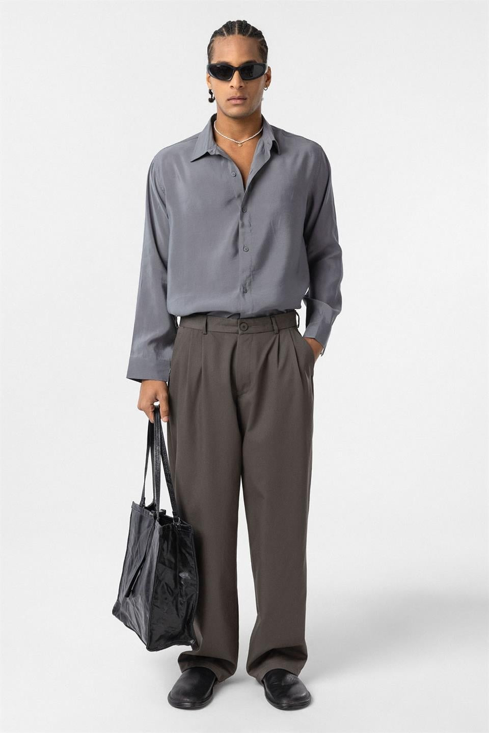 Baggy Fit Pileli Kumaş Pantolon