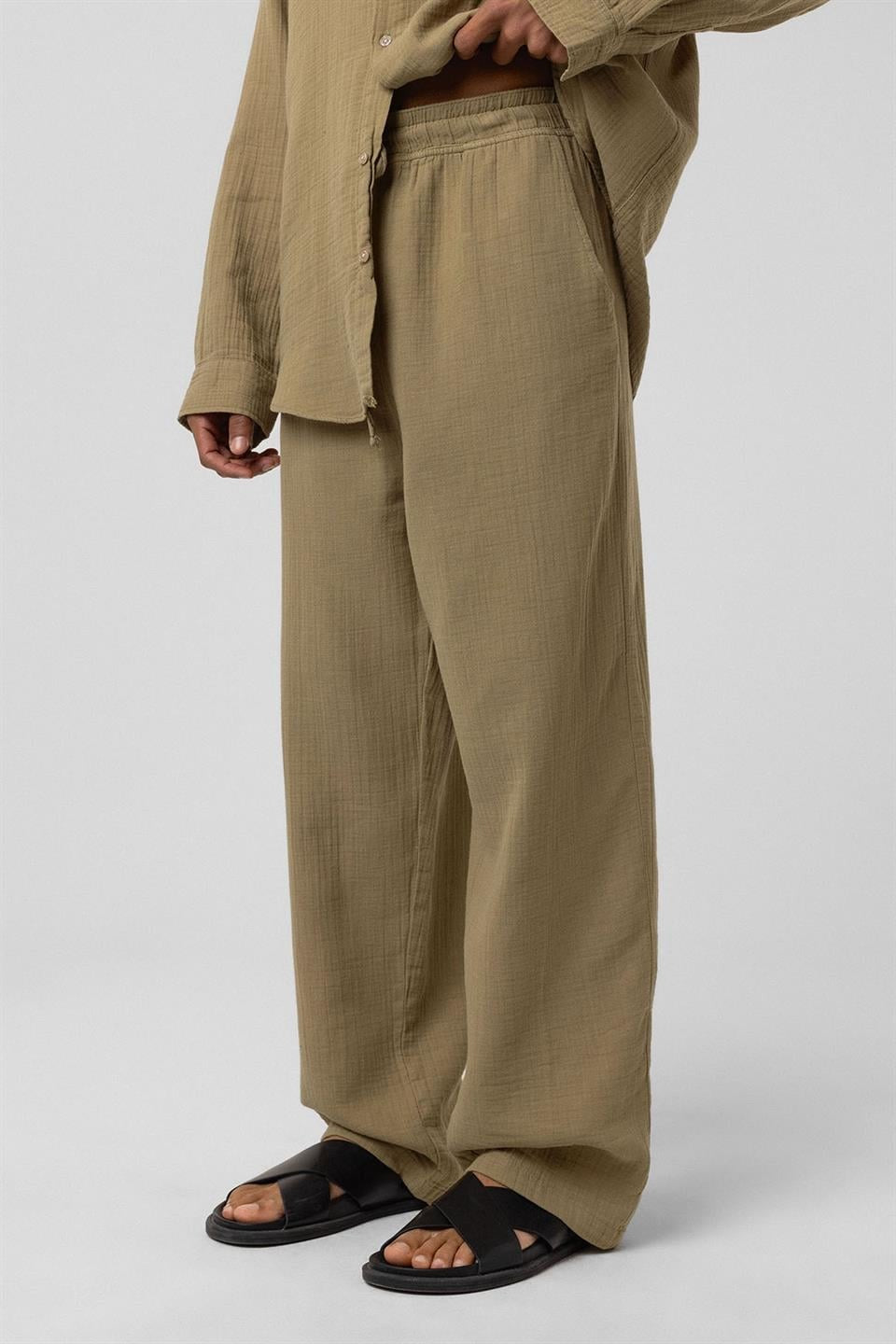 Baggy Fit Müslin Keten Pantolon