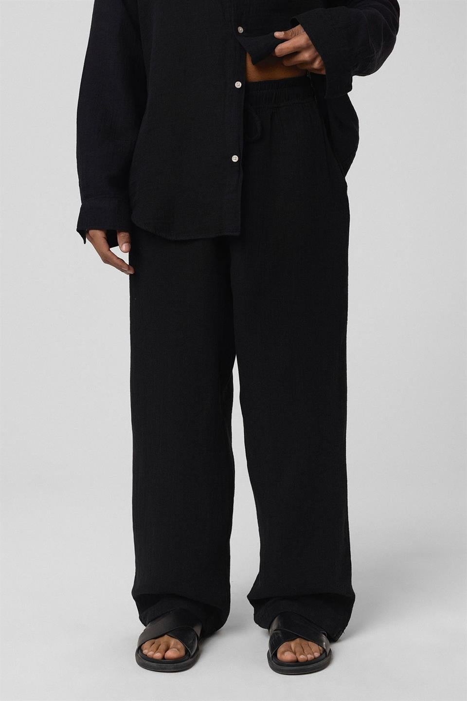 Baggy Fit Müslin Keten Pantolon