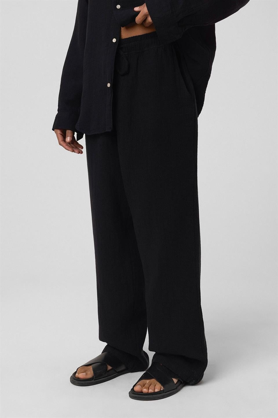 Baggy Fit Müslin Keten Pantolon