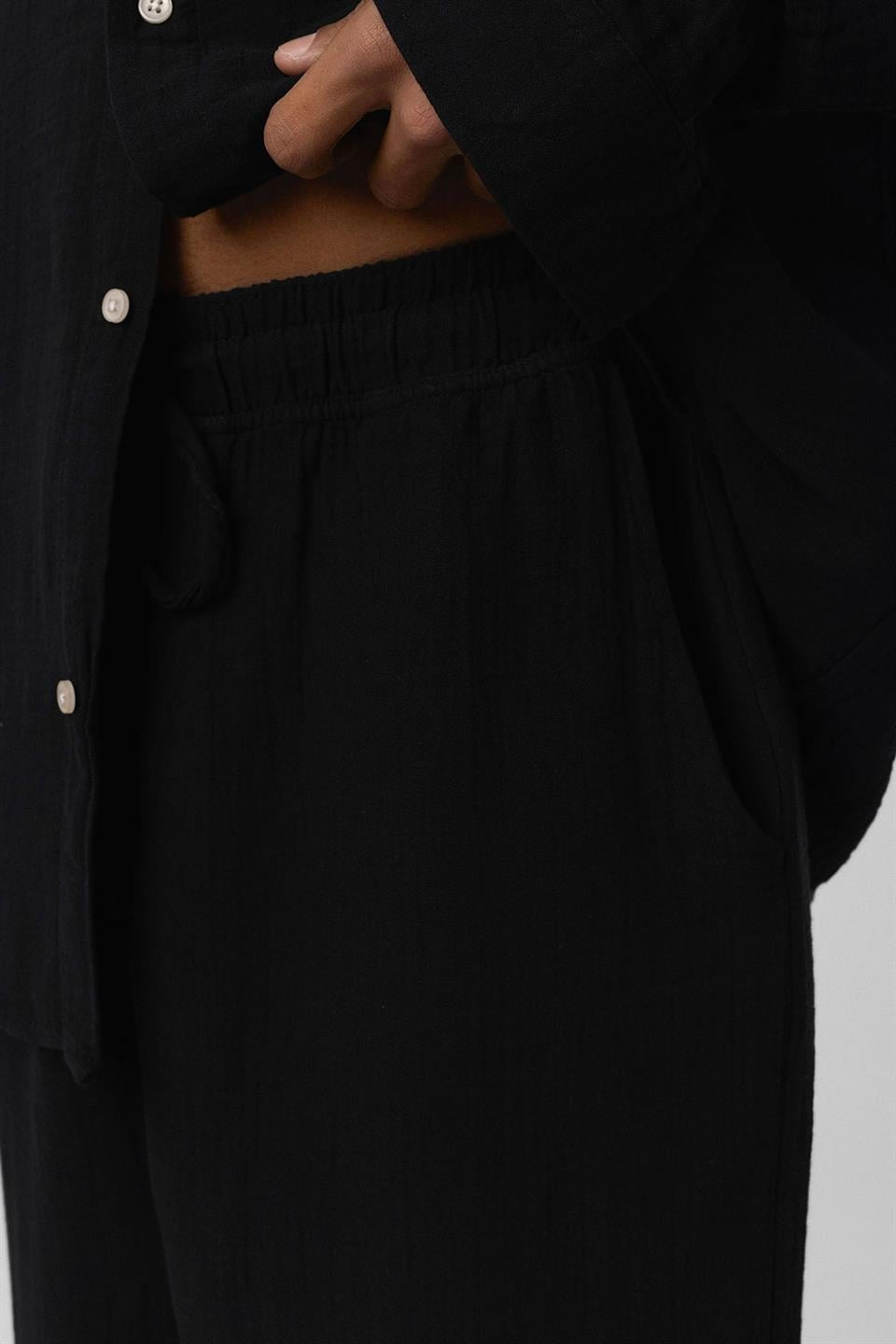 Baggy Fit Müslin Keten Pantolon