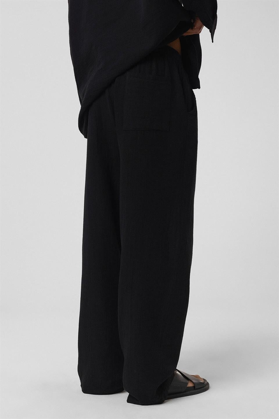 Baggy Fit Müslin Keten Pantolon