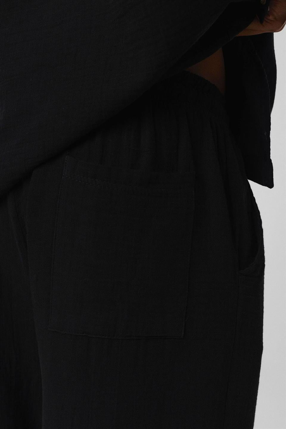 Baggy Fit Müslin Keten Pantolon