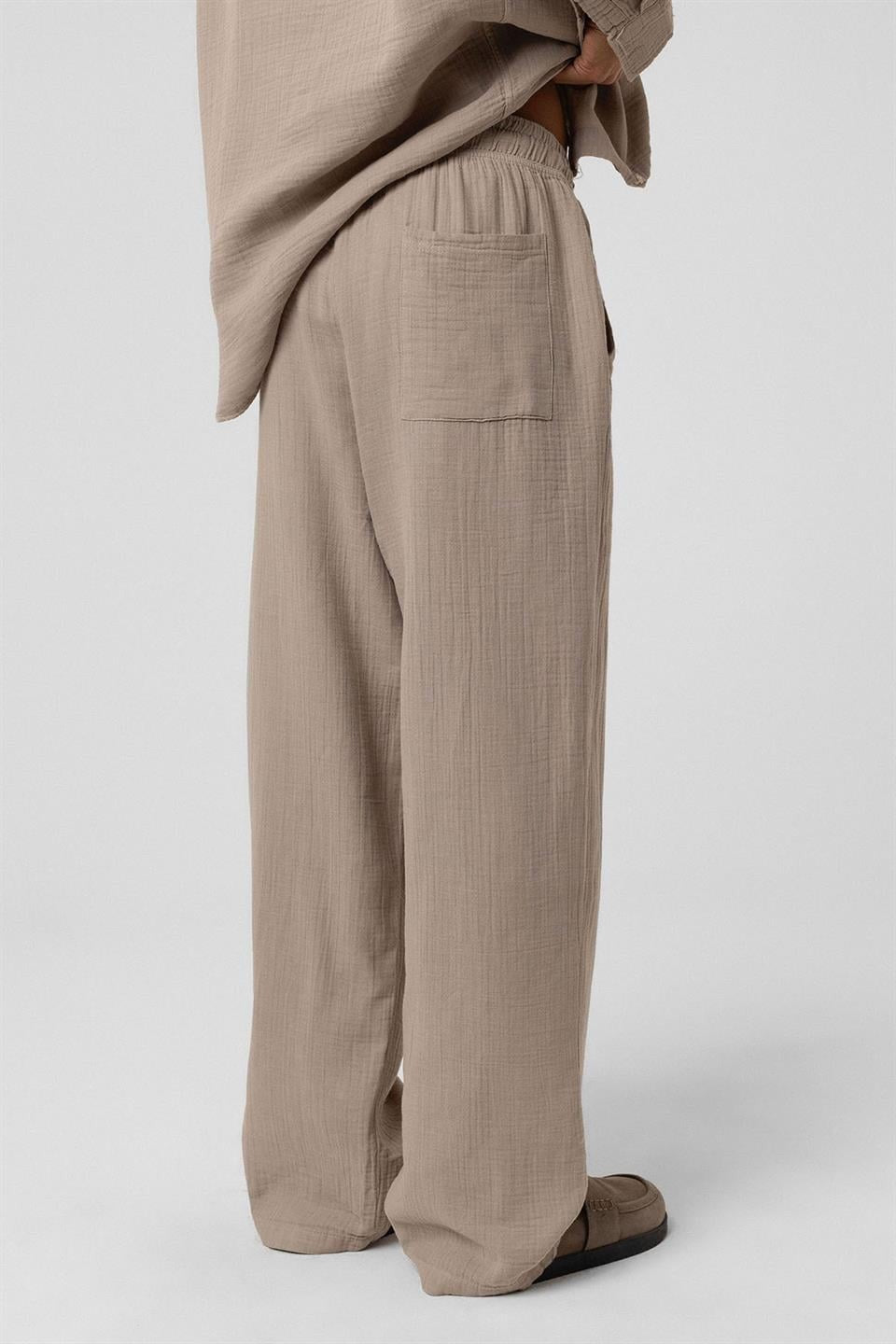 Baggy Fit Müslin Keten Pantolon