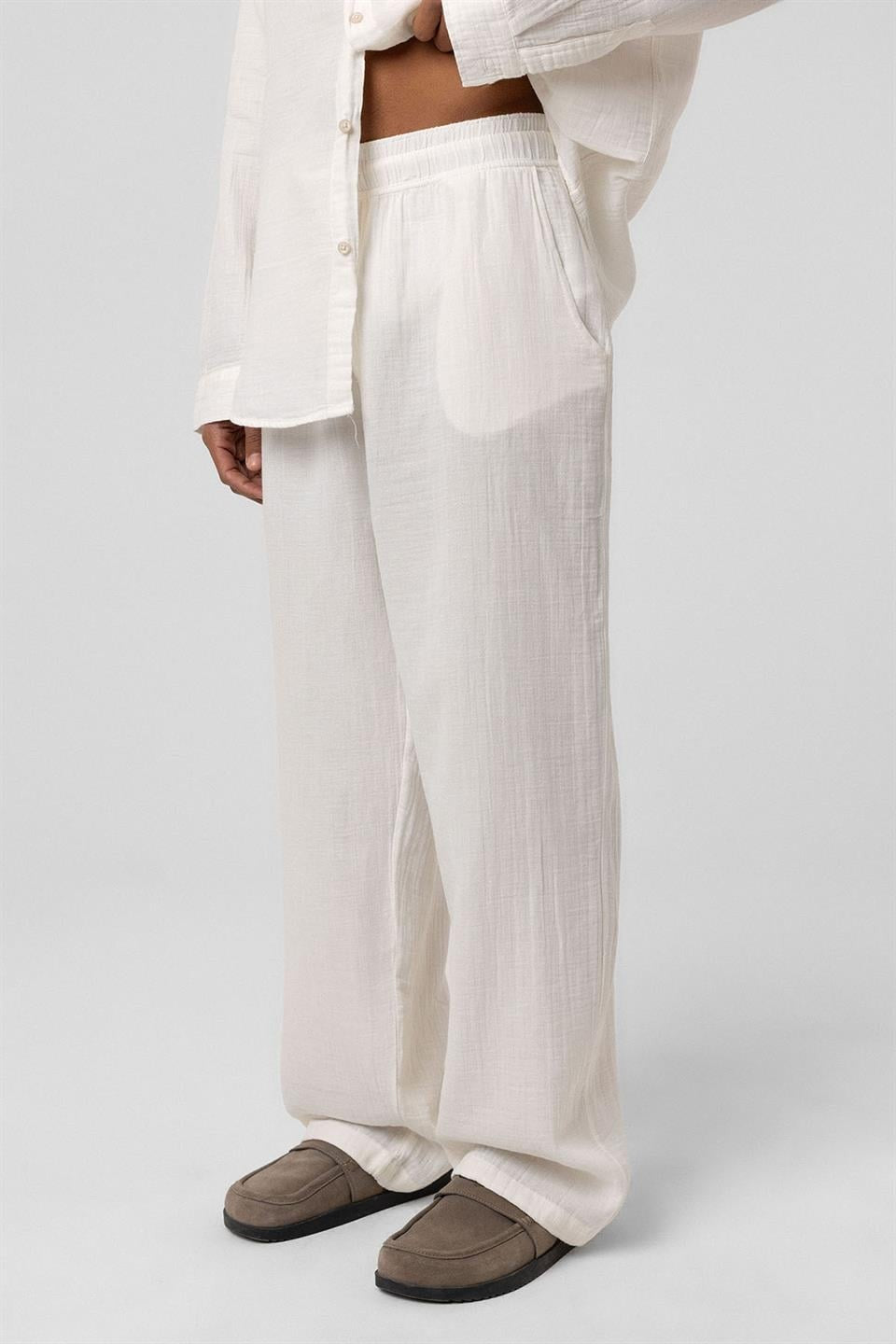 Baggy Fit Müslin Keten Pantolon