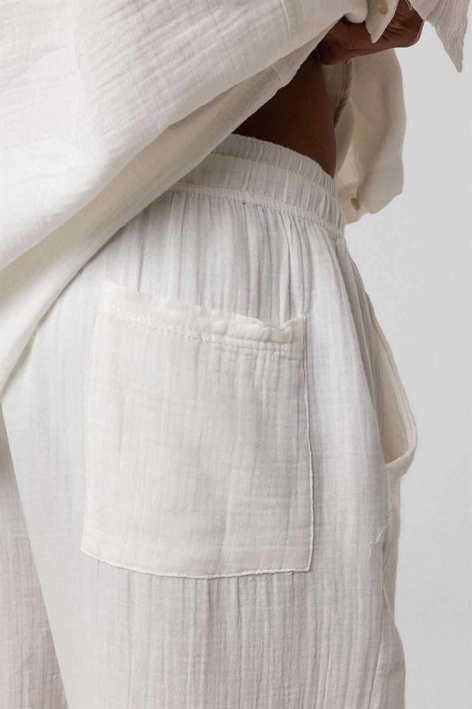 Baggy Fit Müslin Keten Pantolon